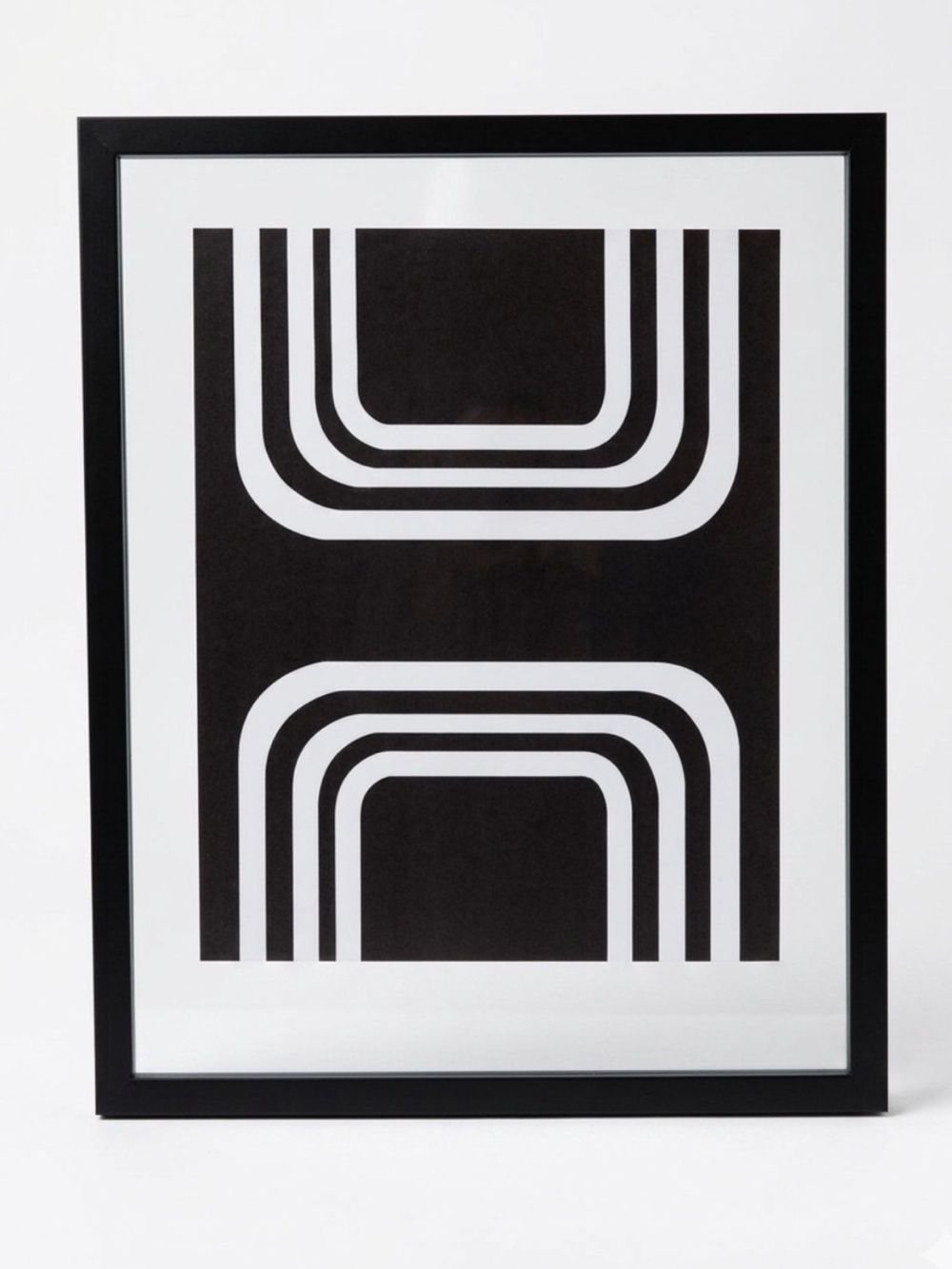 MCM Black Floating Gallery Frame Project 62 15x19 & Abstract Giclee Art 11x14